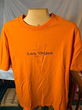 Las Vegas Embroidered Orange Short Sleeve Tee